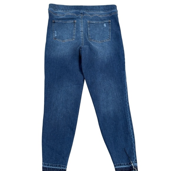 Spanx Pull On Skinny Jeans Size XL Tall Dark Wash Distressed Stretch - Picture 5 of 6